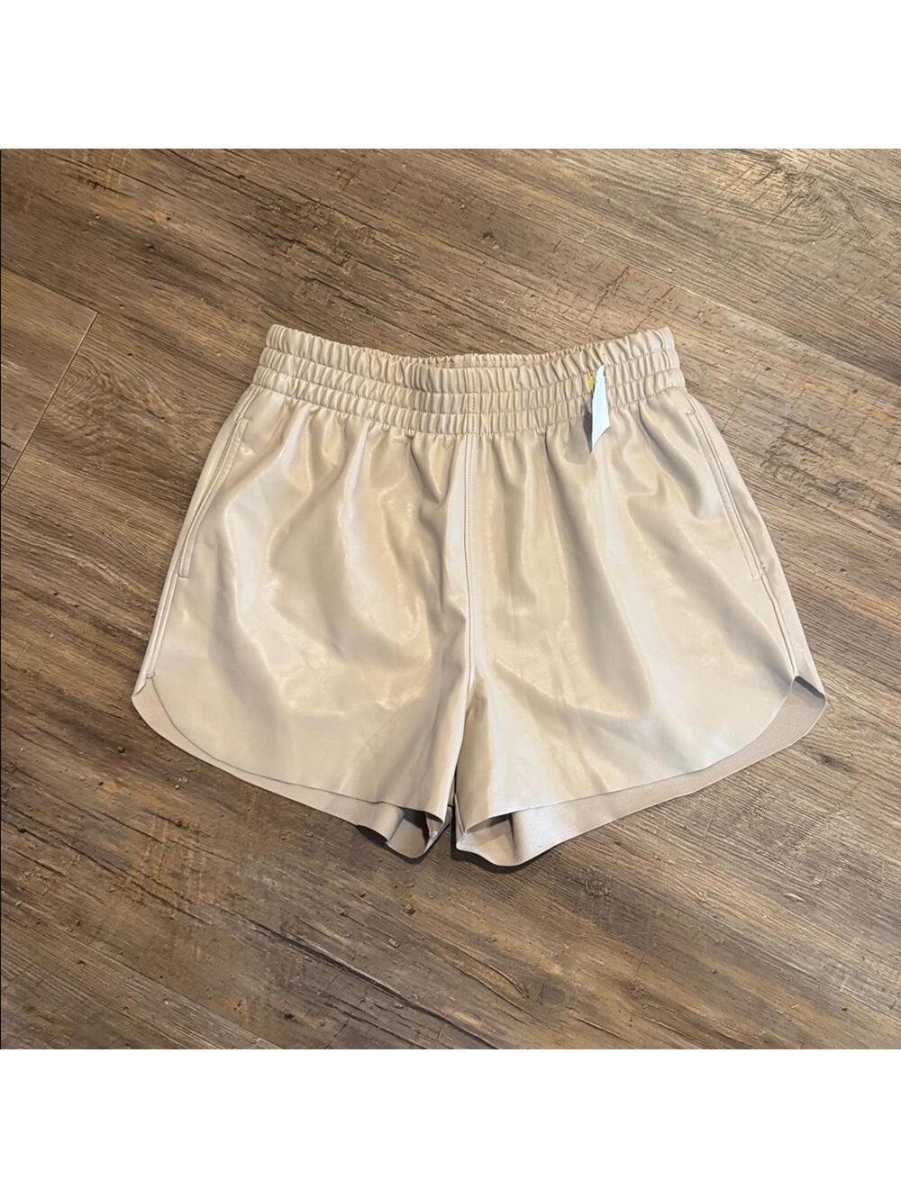 Abercrombie and Fitch Vegan Leather Taupe High Rise Shorts Size Medium